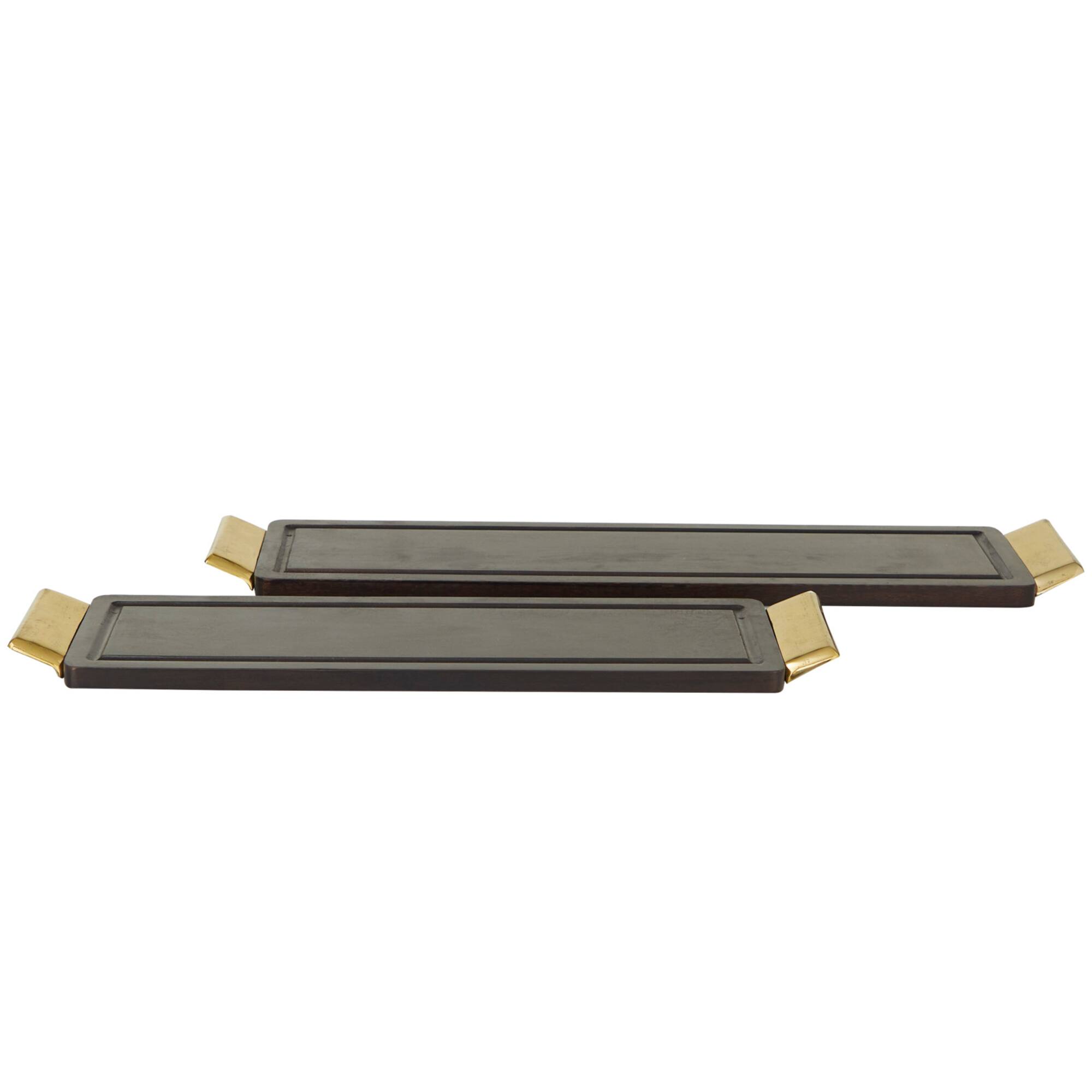 Brown Coastal Tray, Set of 2" 27", 23"